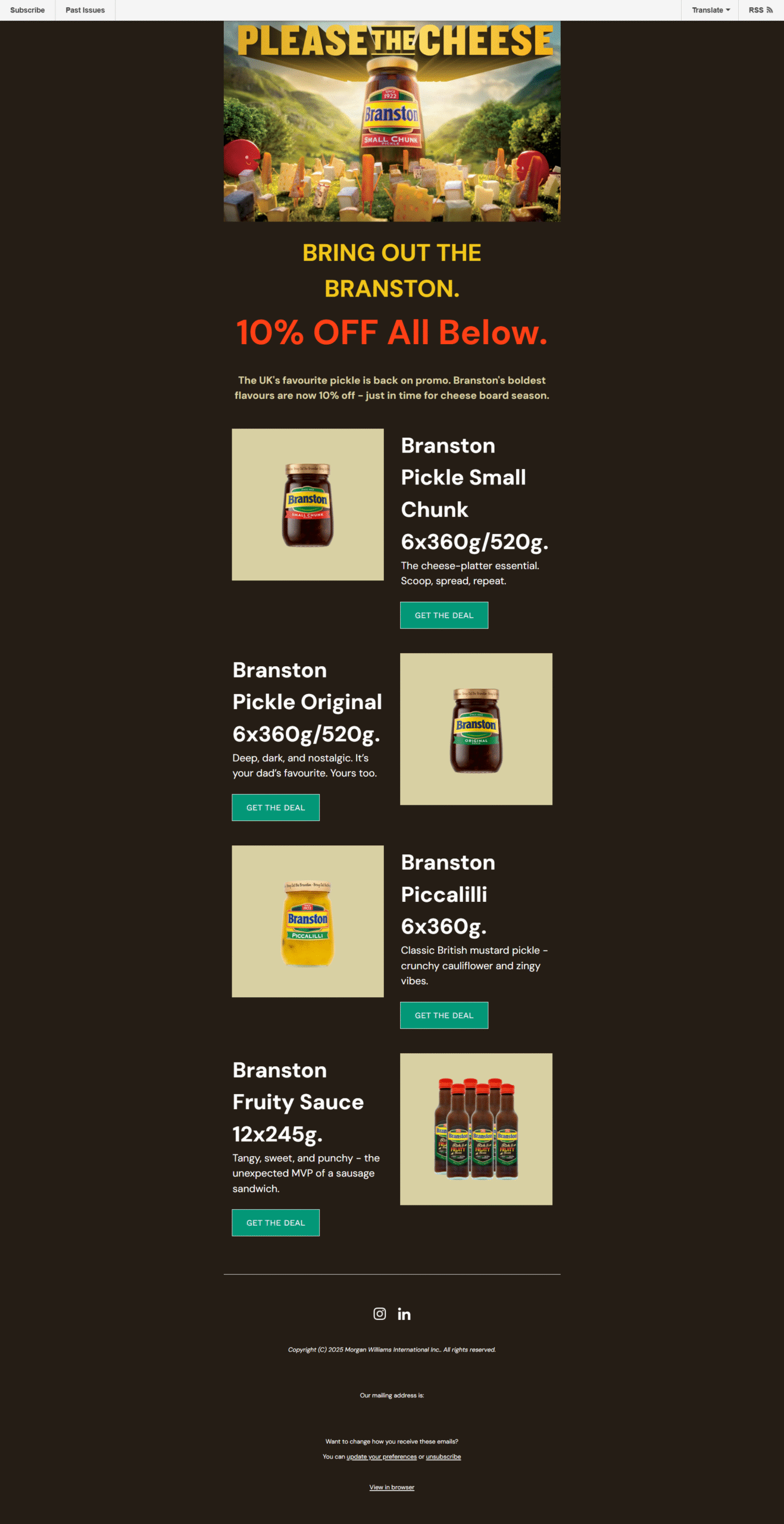 Branston pickle Mailchimp campaign layout