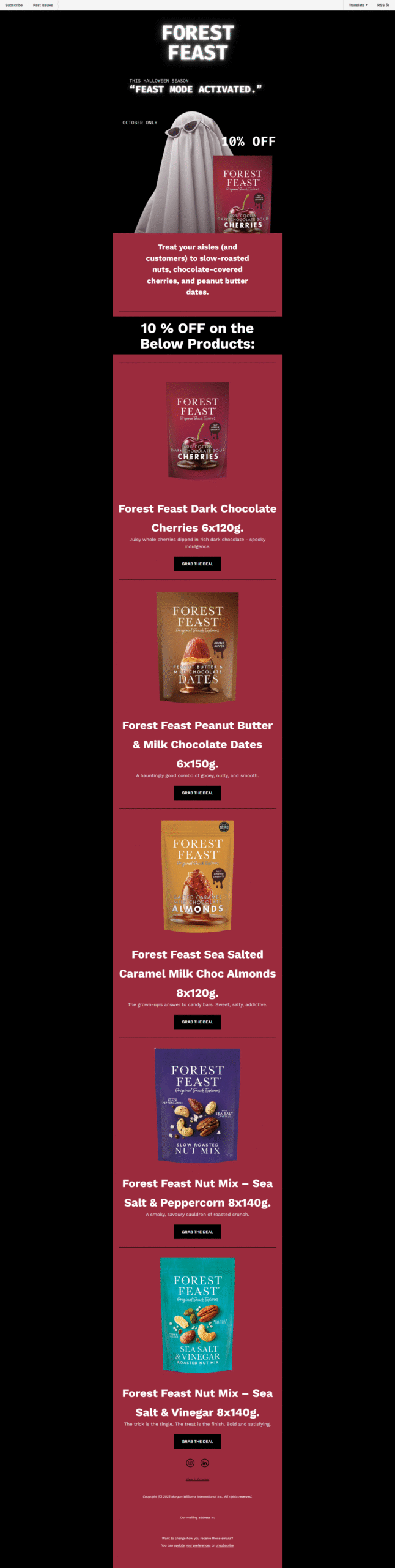 Forest Feast Mailchimp campaign layout