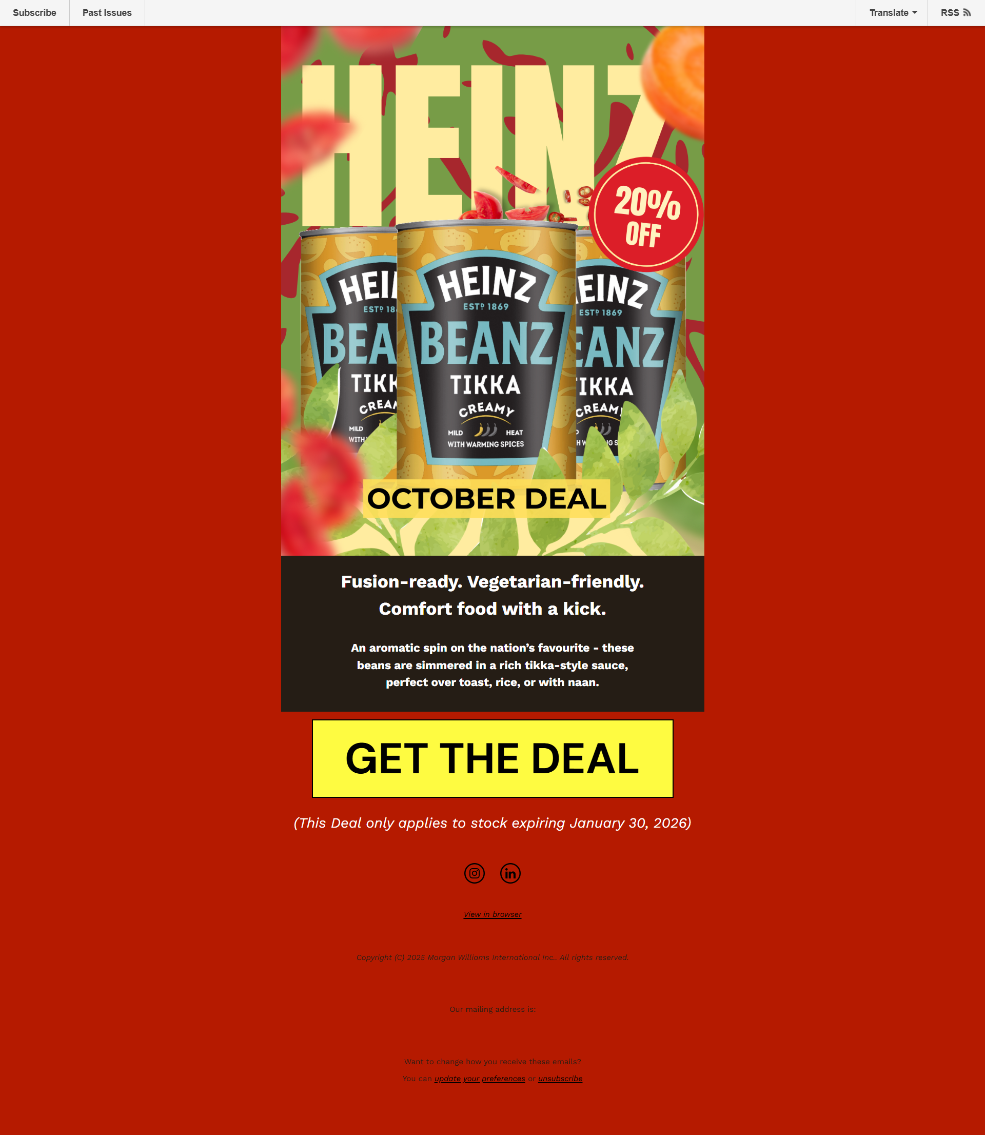 Heinz Beanz comfort food Mailchimp campaign layout
