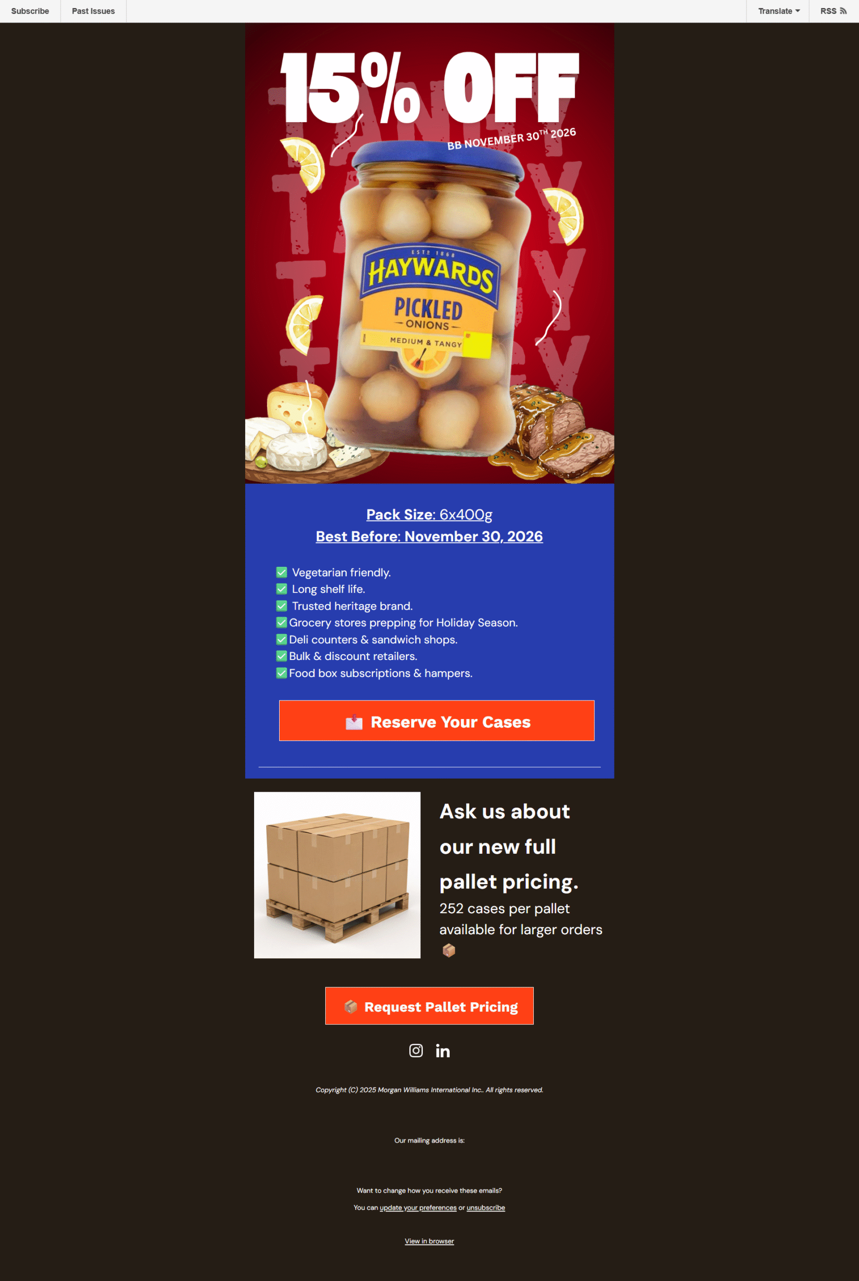 Sarson’s vinegar Mailchimp campaign layout